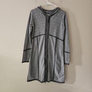 NWT Title Nine Sweater Dress Size M Merino Wool Blend Full Zip Pockets Hood Gray